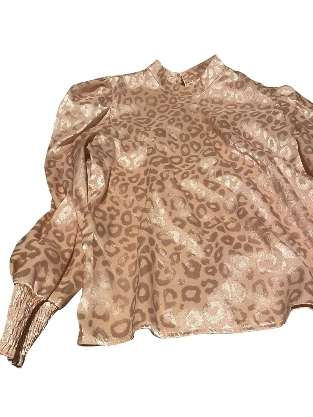 Metallic Leopard-Print Blouse - Blush Pink